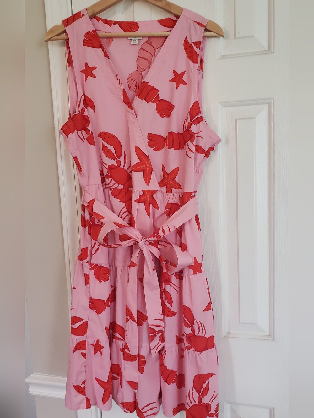 J. Crew Pink Dress with Red Sea Creature Print
